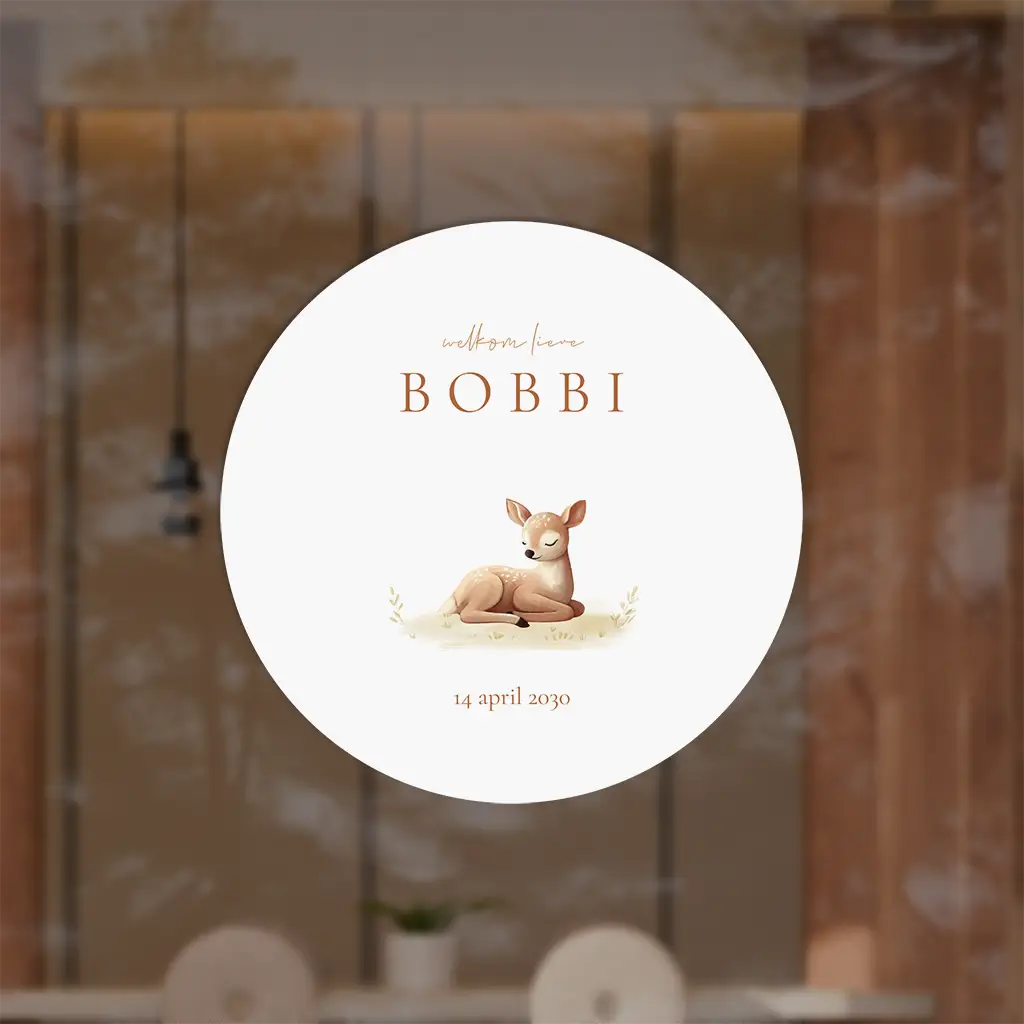 Raamsticker rond wit met hertje