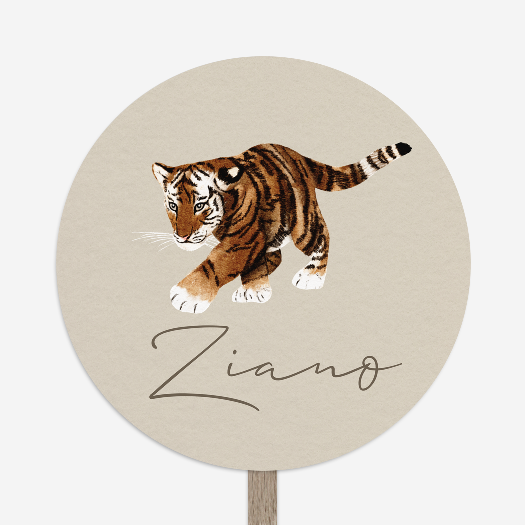 Tuinbord Rond Tijger Waterverf Beige