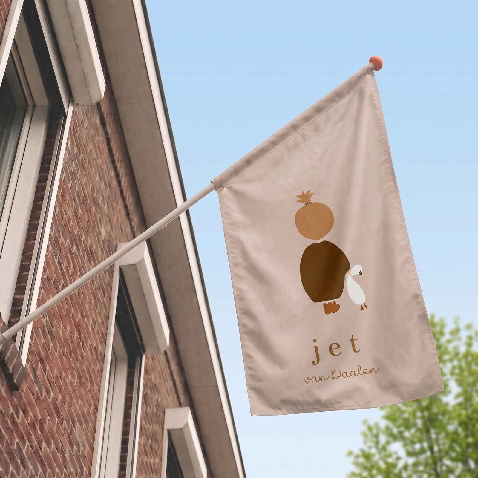 Geboortevlag meisje knuffel gans