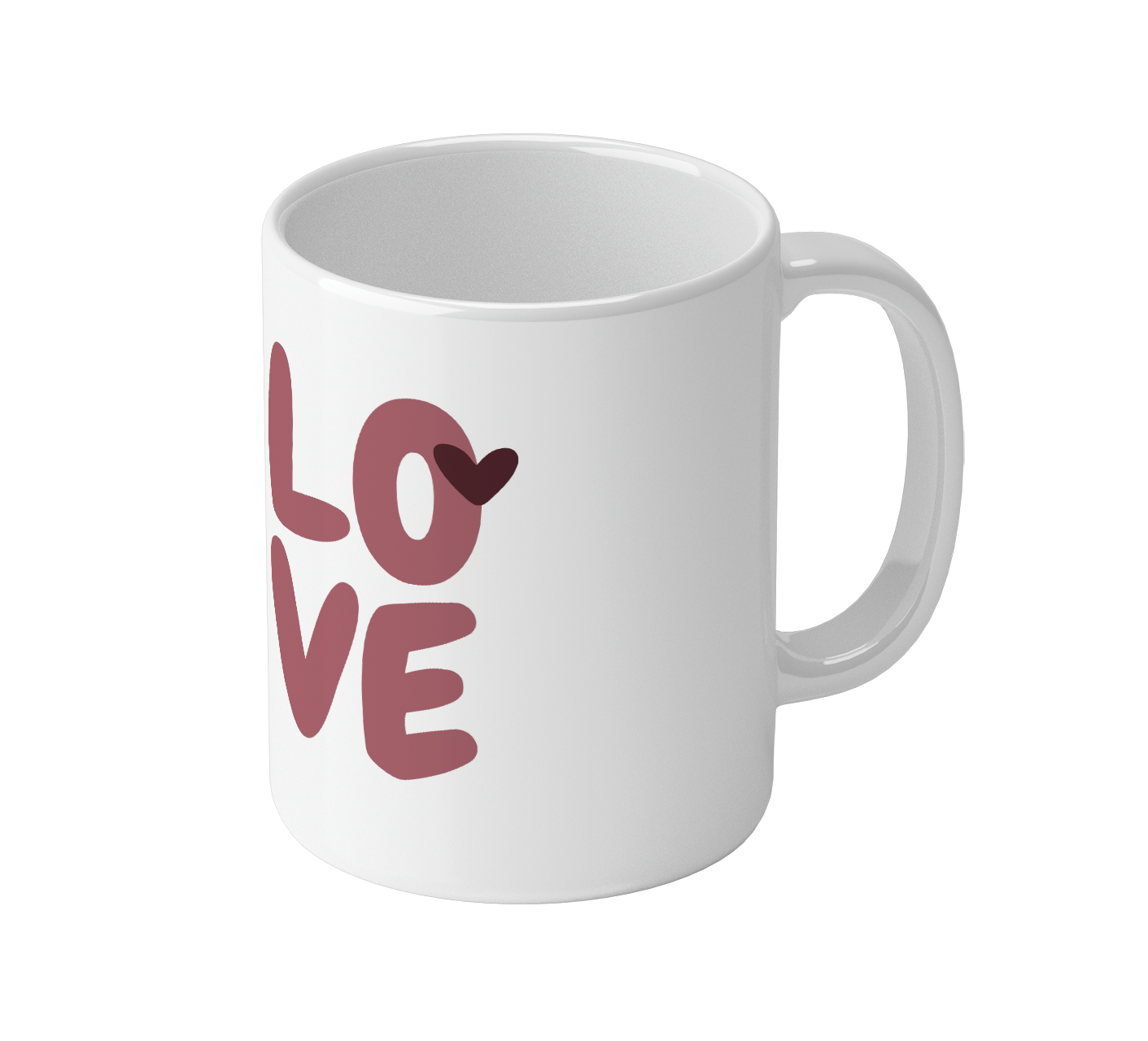 Mok rondom gedrukt met tekst 'LOVE'
