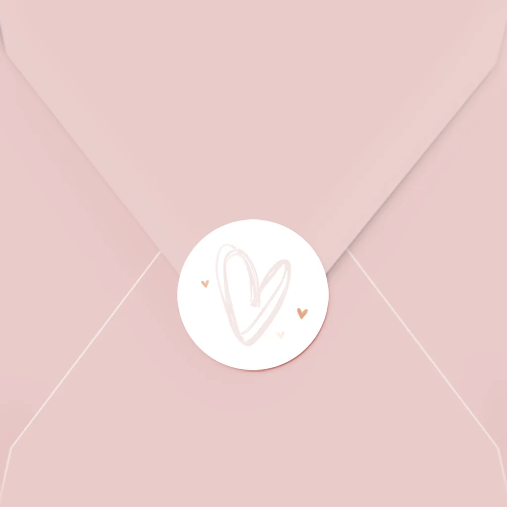 Sluitsticker voor envelop met roségoudfolie hartjes | 25 stuks