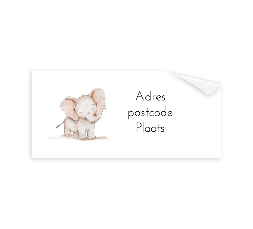 Witte adressticker met olifantje