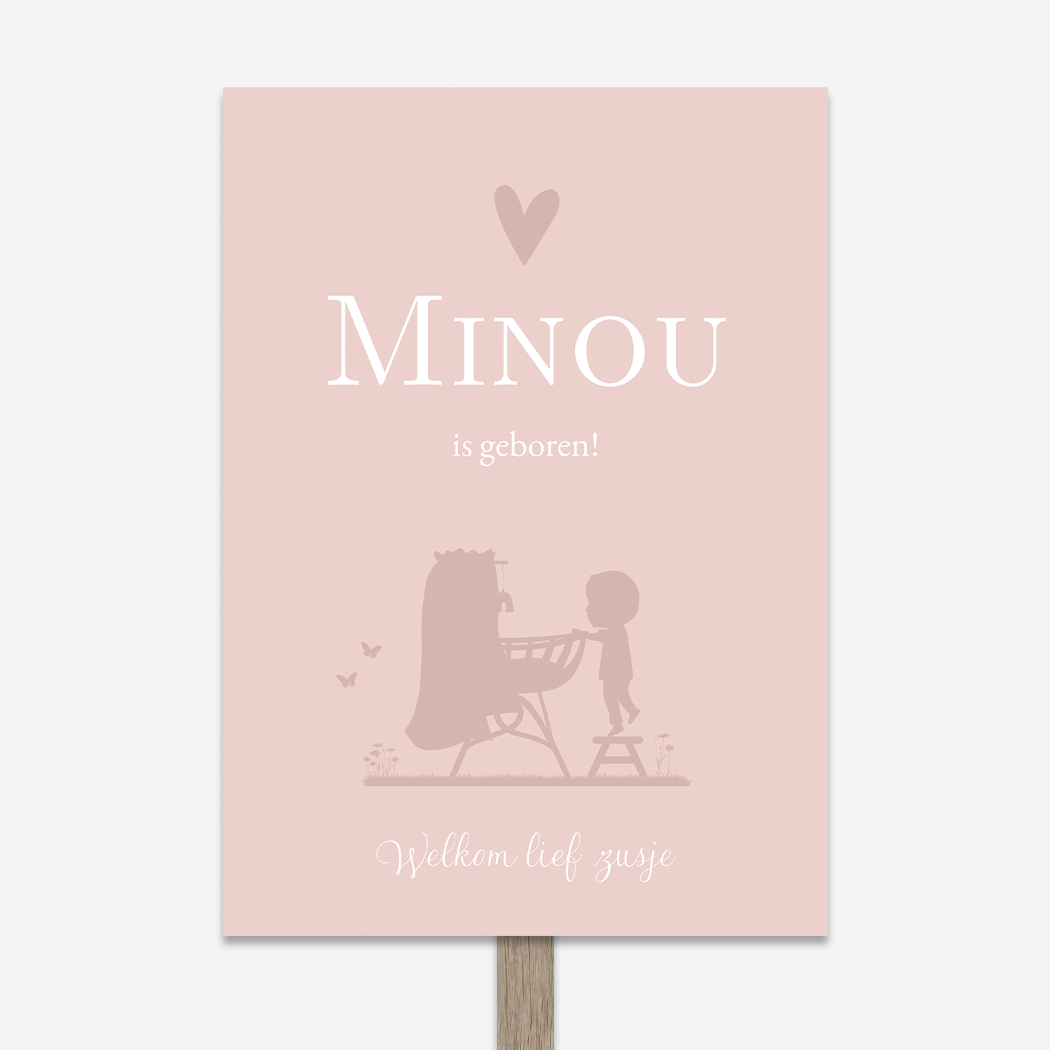 Tuinbord Roze Wiegje Silhouet