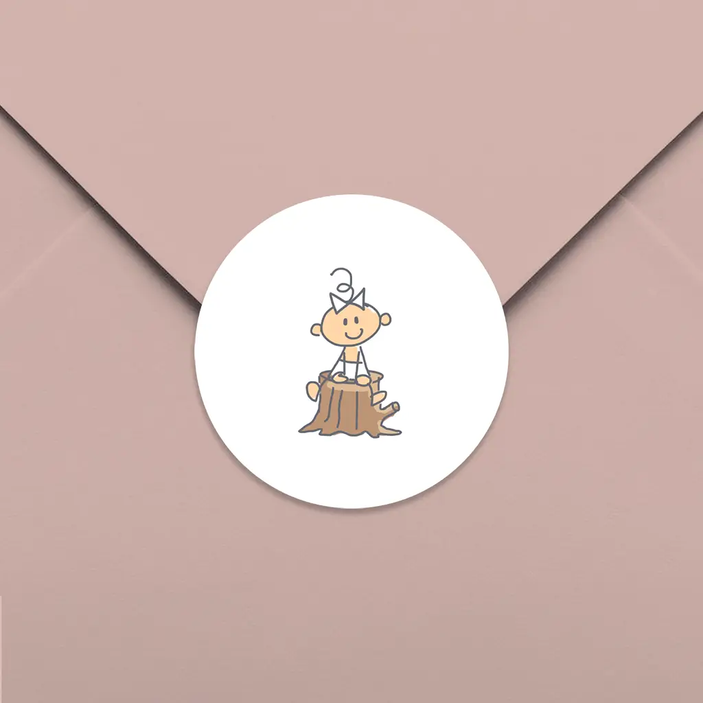 Sluitsticker vrolijk met illustratie baby meisje - per 25 stuks