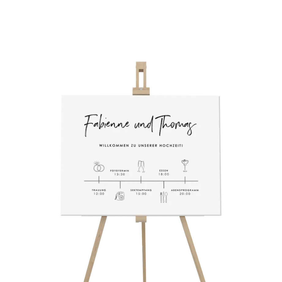 Willkommensschild Tagesablauf Querformat