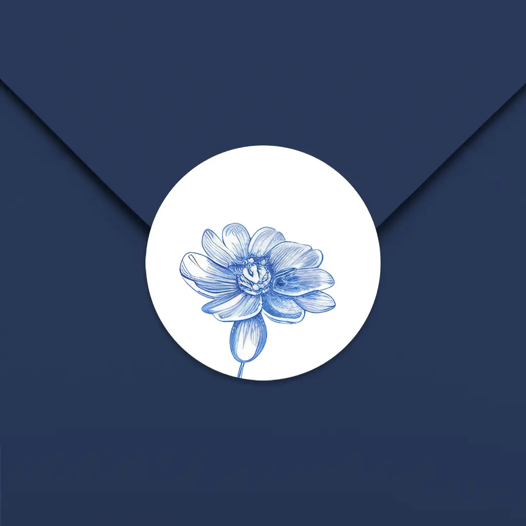 Sluitsticker met Delfts blauwe bloem - per 25 stuks