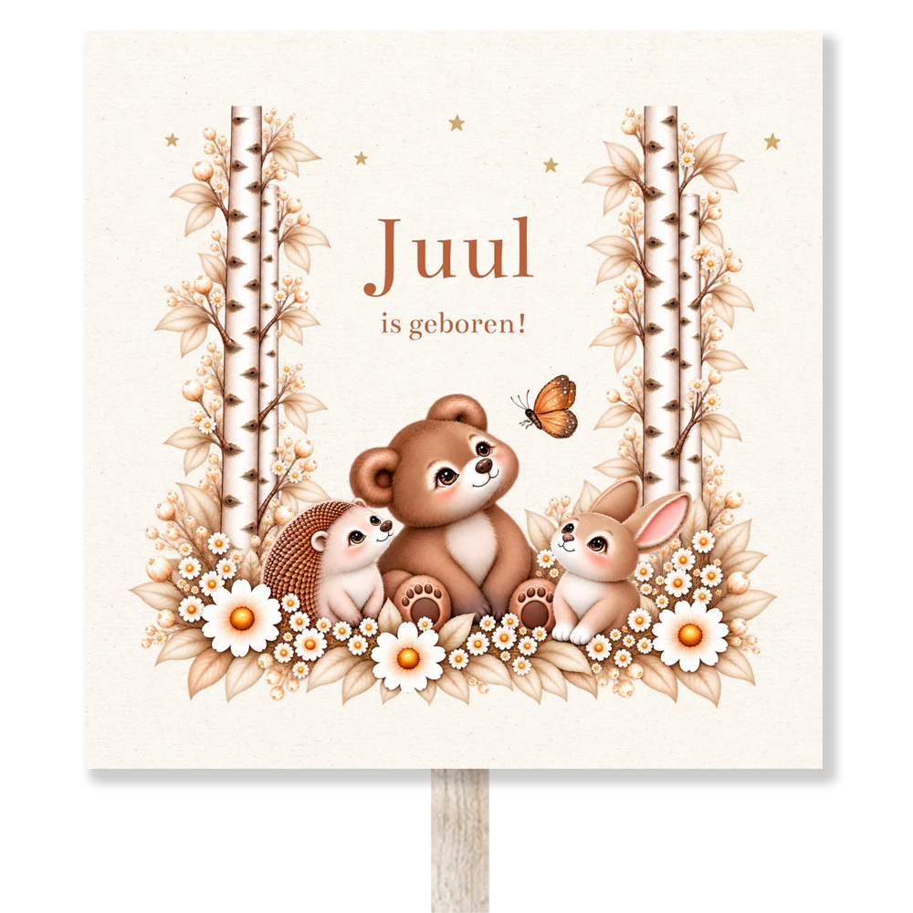 Tuinbord bosdieren beertje beige | 70x70 cm