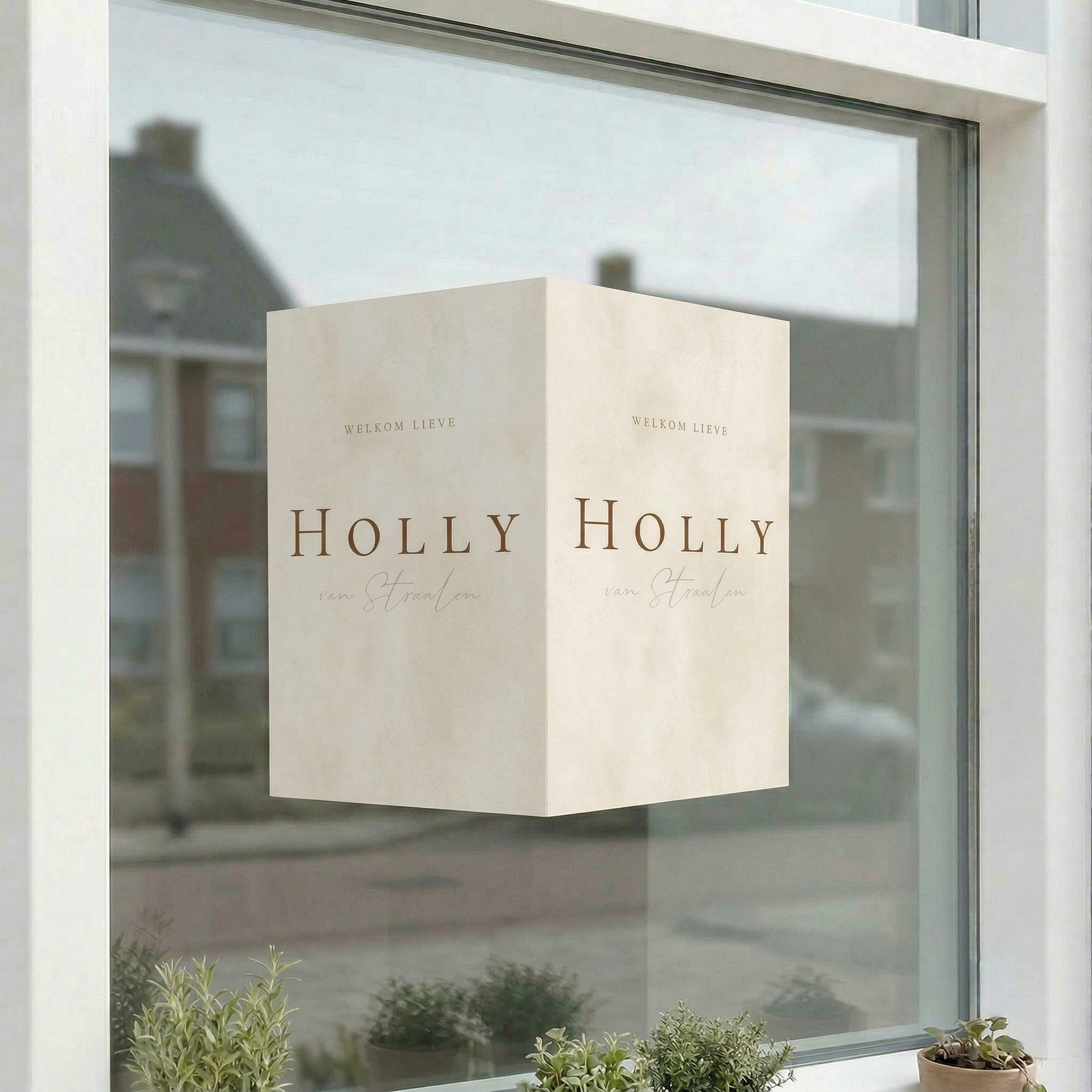 Raambord velvet look zand