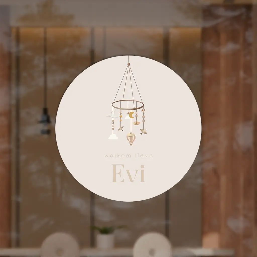 Lieve raamsticker met mobiel meisje