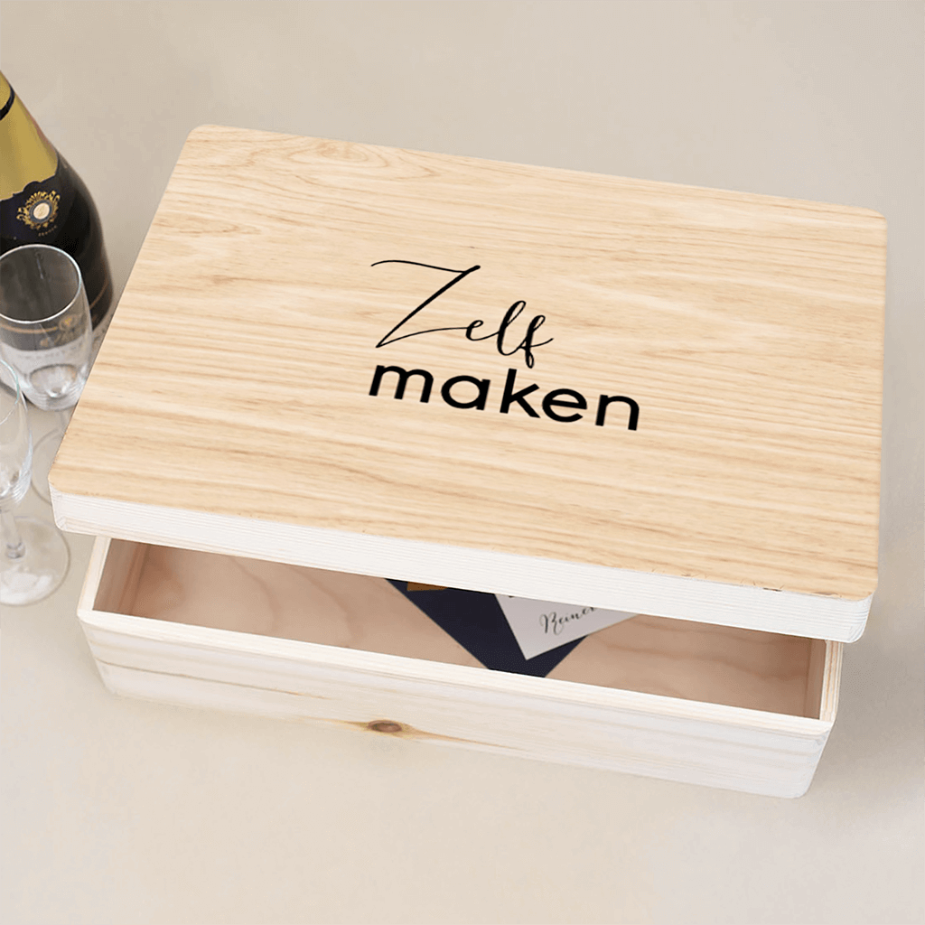 Bewaarkist van hout voor jullie huwelijk om zelf te ontwerpen