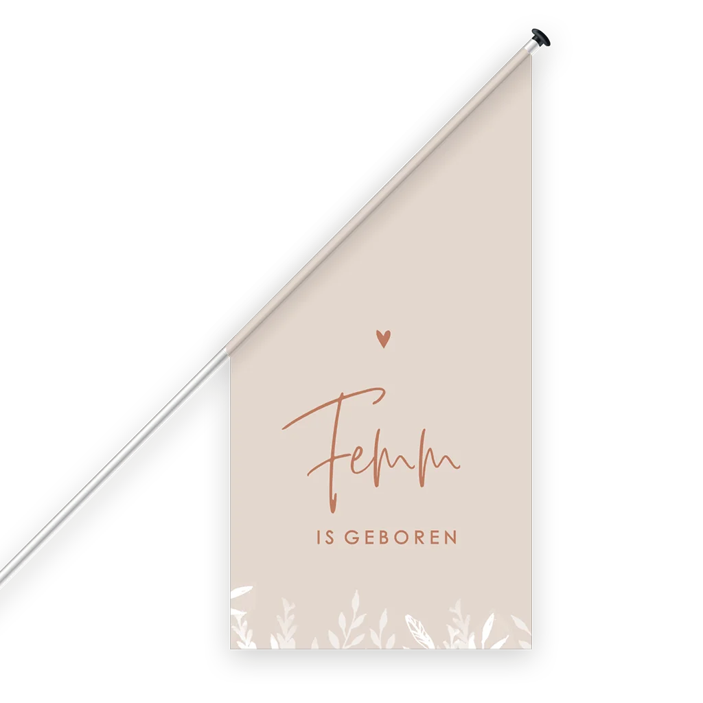 Geboortevlag met botanische print en aardetinten