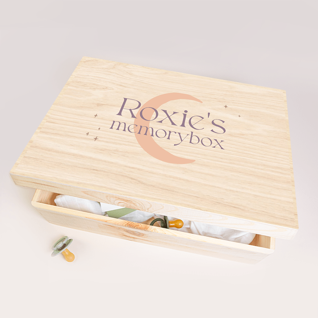 Memory box met naam, maan en sterren