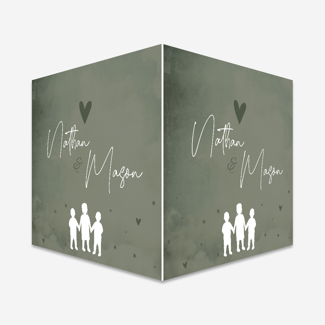 Geboortebord Raambord Tweeling Silhouetten Groen