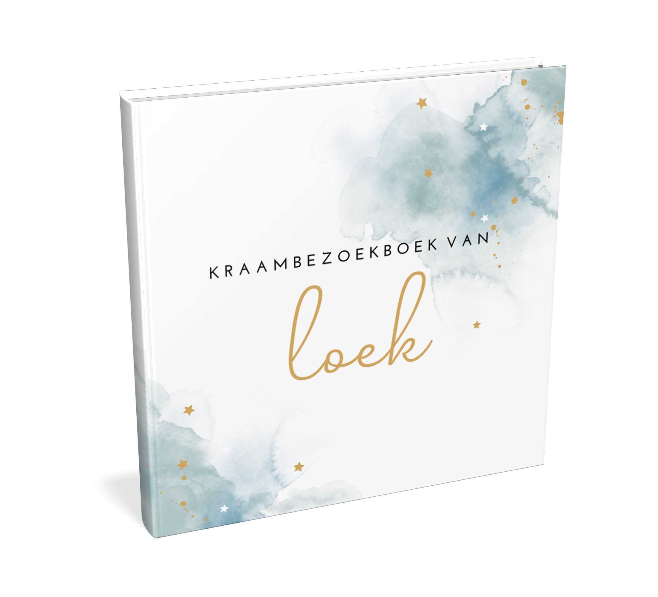 Lief kraambezoekboek met blauw watercolour