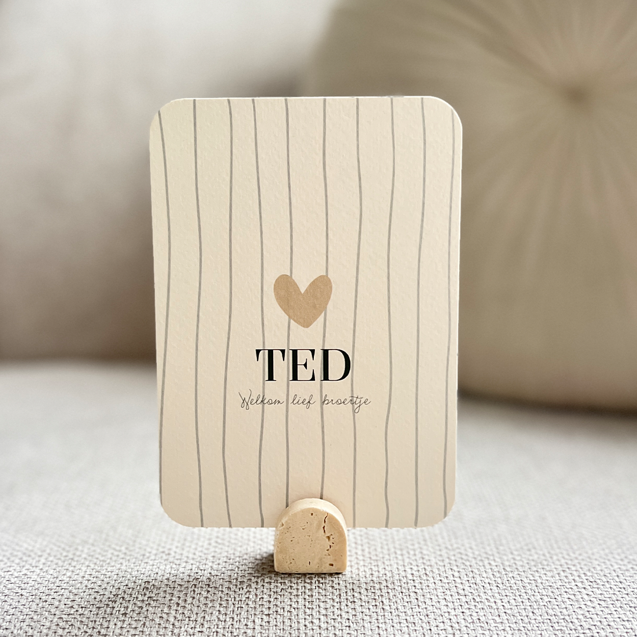 Geboortekaartje Jongen Hartje Strepen Groen