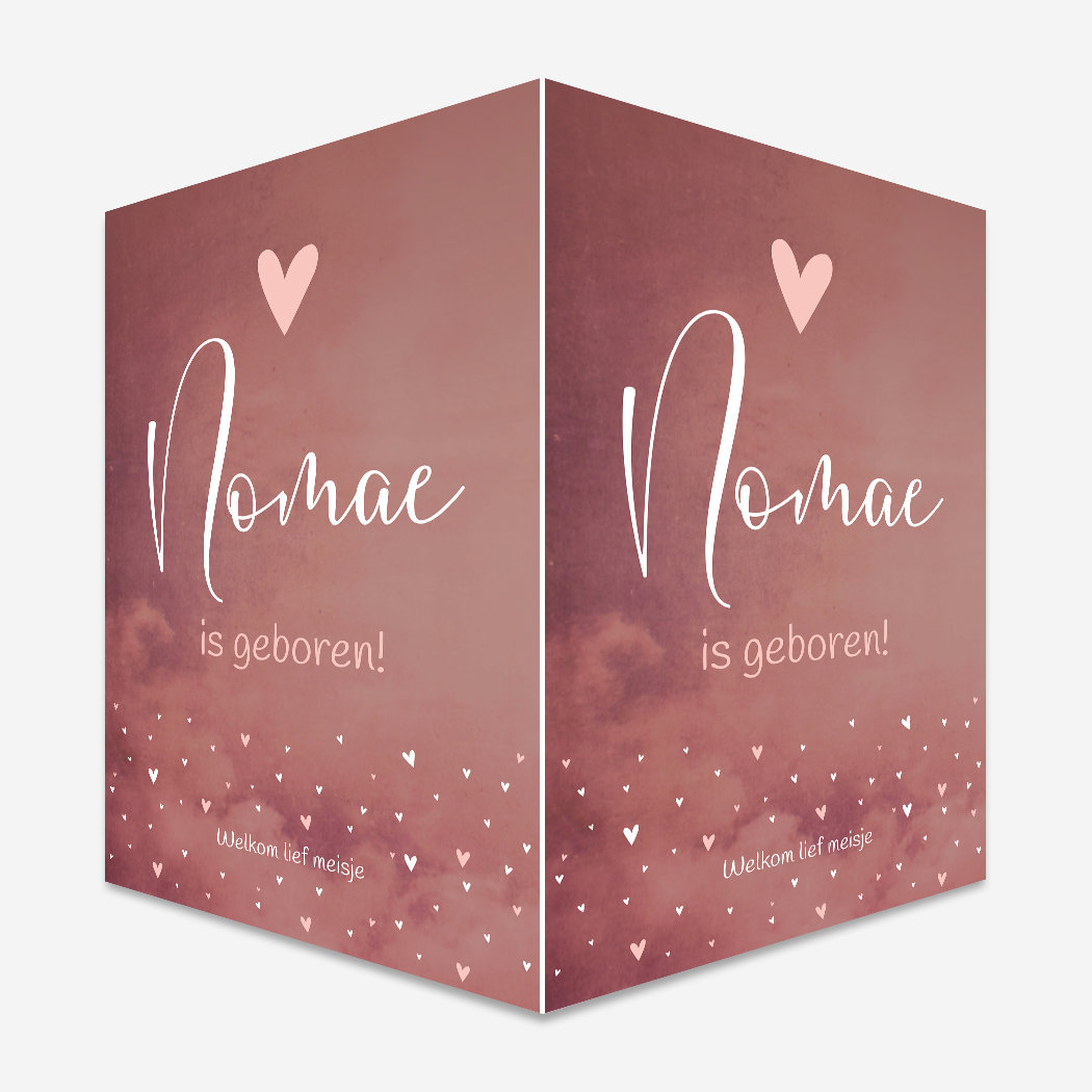 Raambord XL Hartjes Romantisch Donkerroze