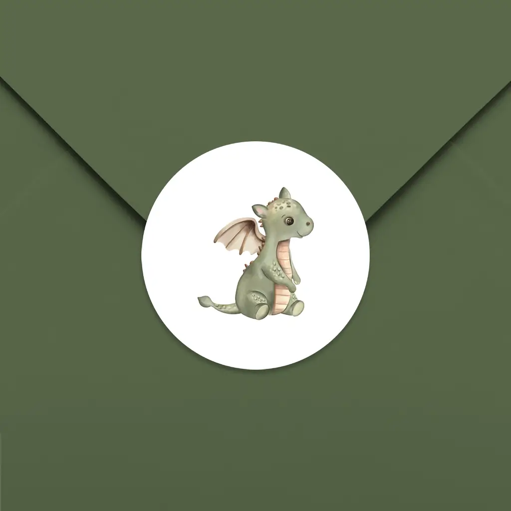 Lieve sluitsticker met baby draakje - per 25 stuks