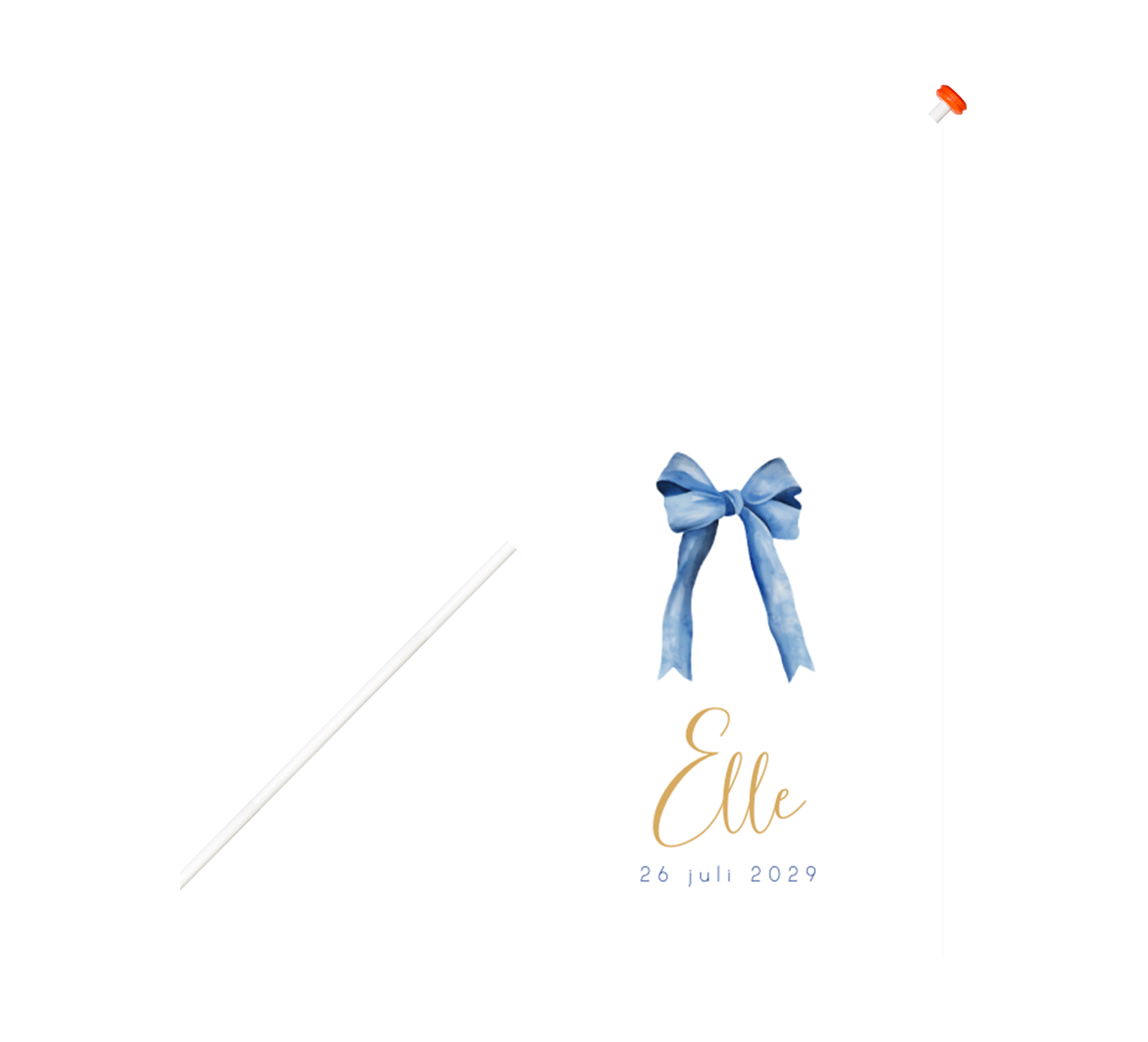 Klassieke geboortevlag met blauwe watercolour strik