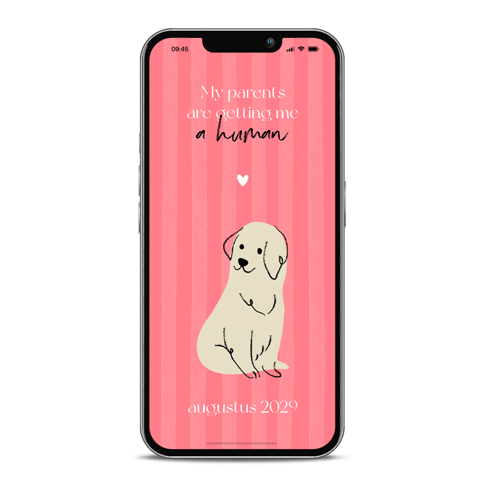 Digitale zwangerschapsaankondiging met hond