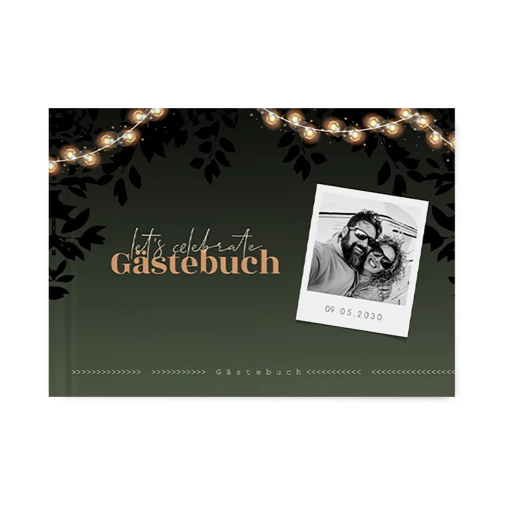 Gästebuch mit Girlanden zur Geburtstagsparty mit Foto
