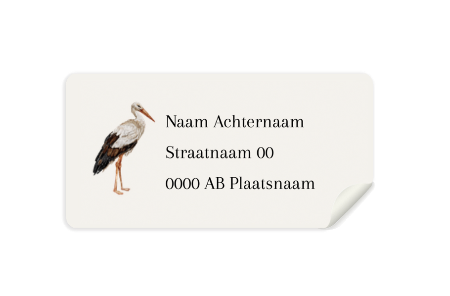 ADRESSTICKERS GEBOORTEKAARTJE ILLUSTRATIE OOIEVAAR