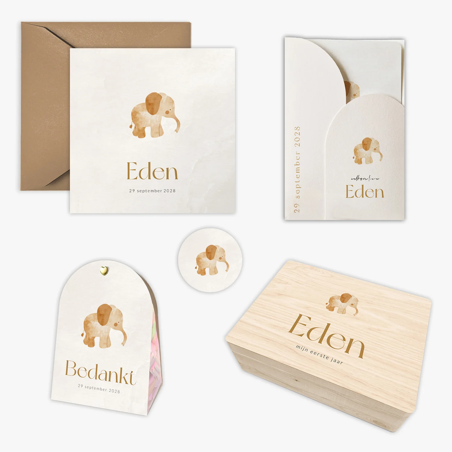 doorlink geboortekaartjes set dreamy little elephant