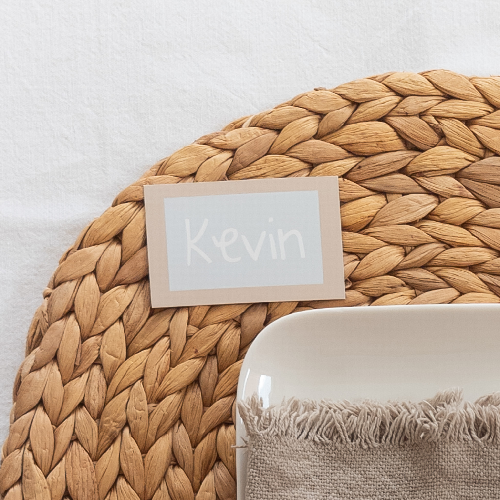 naamkaartjes beige lichtblauw