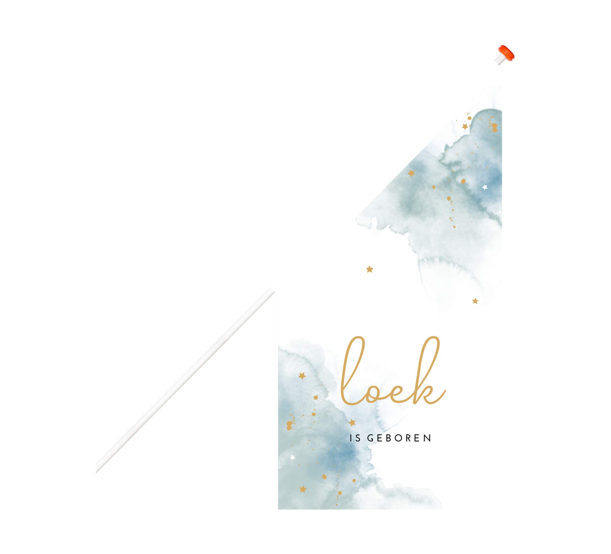 Lieve geboortevlag met blauwe watercolour