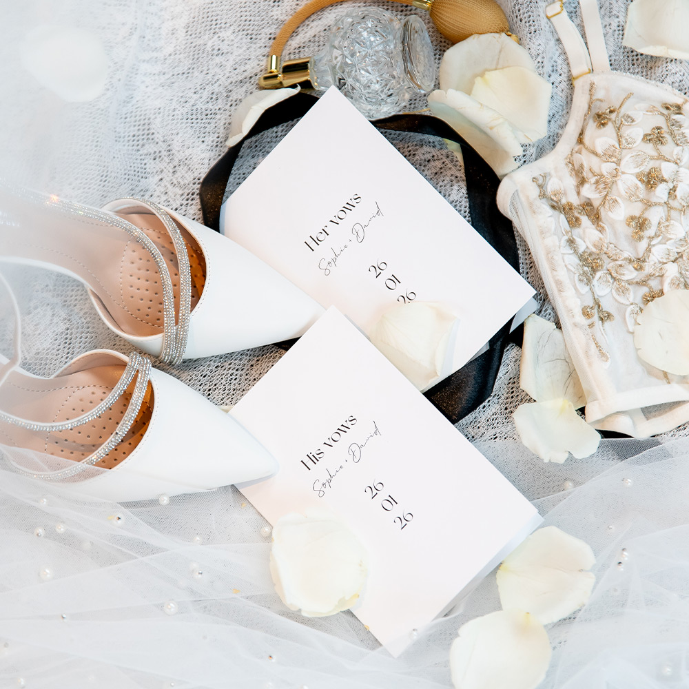 Geloftenboekje bruiloft modern chic his vows