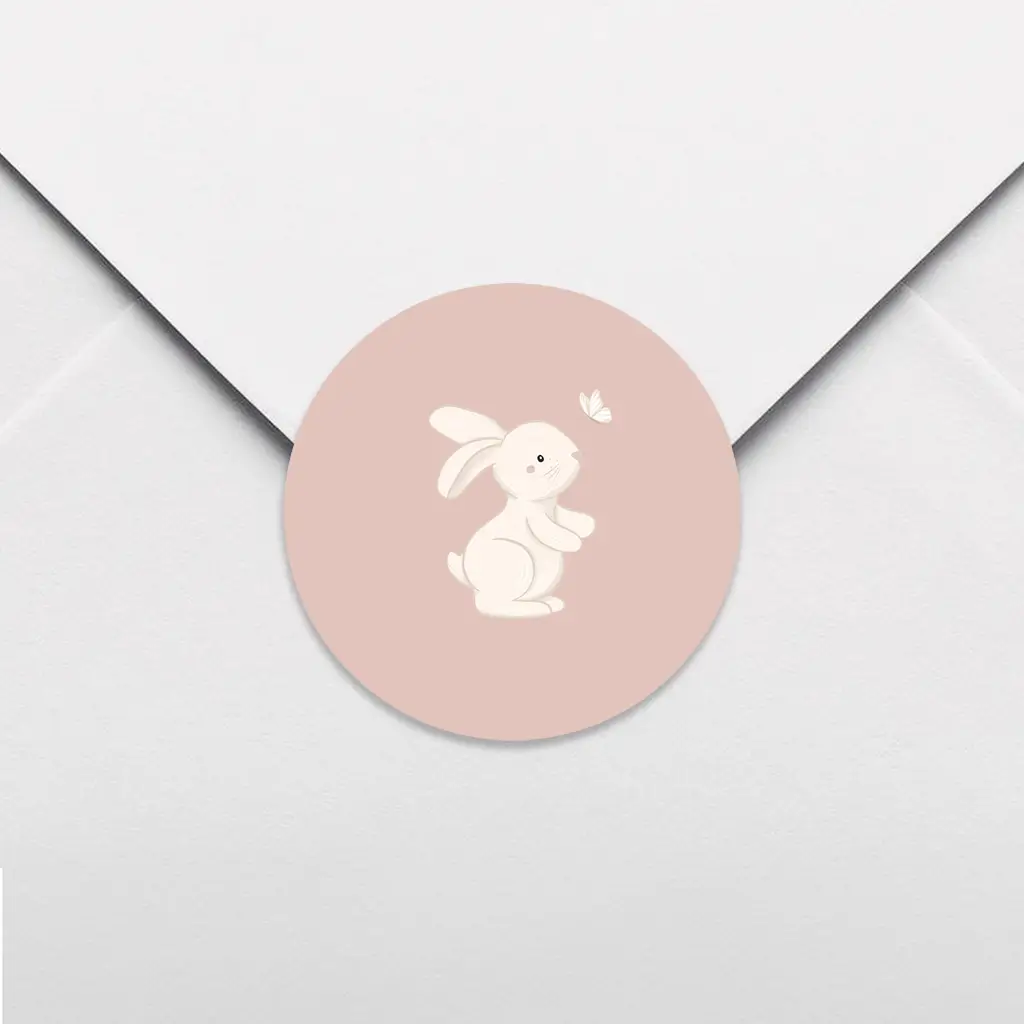 Sluitsticker roze met konijntje - per vel
