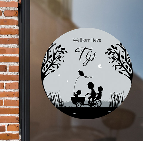raamsticker silhouet derde kind