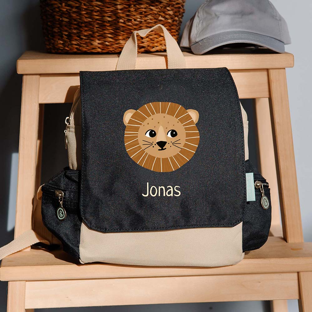 Rucksack Adventure mit süßem Löwen und Namen