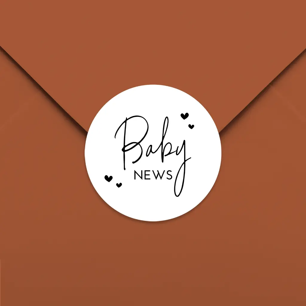 Sluitsticker Babynews met hartjes - per 25 stuks