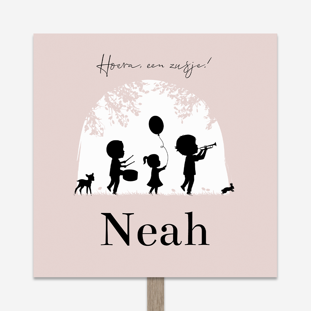 Tuinbord roze feest kindjes dieren