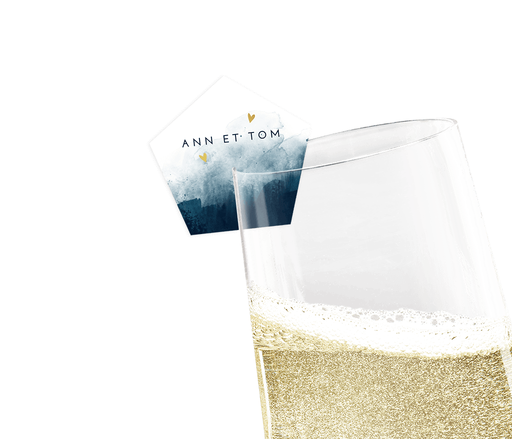 Décoration de verre à champagne avec aquarelle bleue, 16 pièces