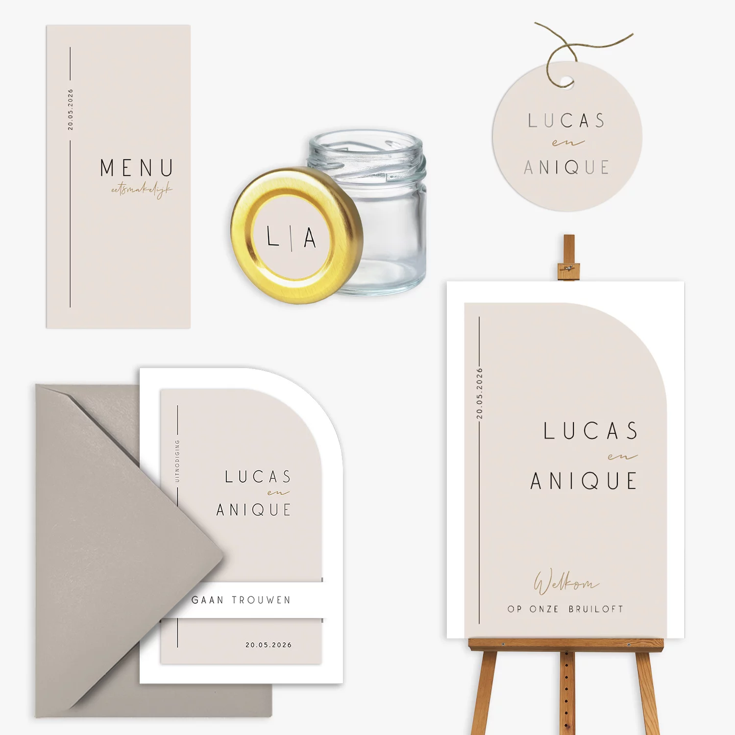 doorlink trouwkaarten set basic beige