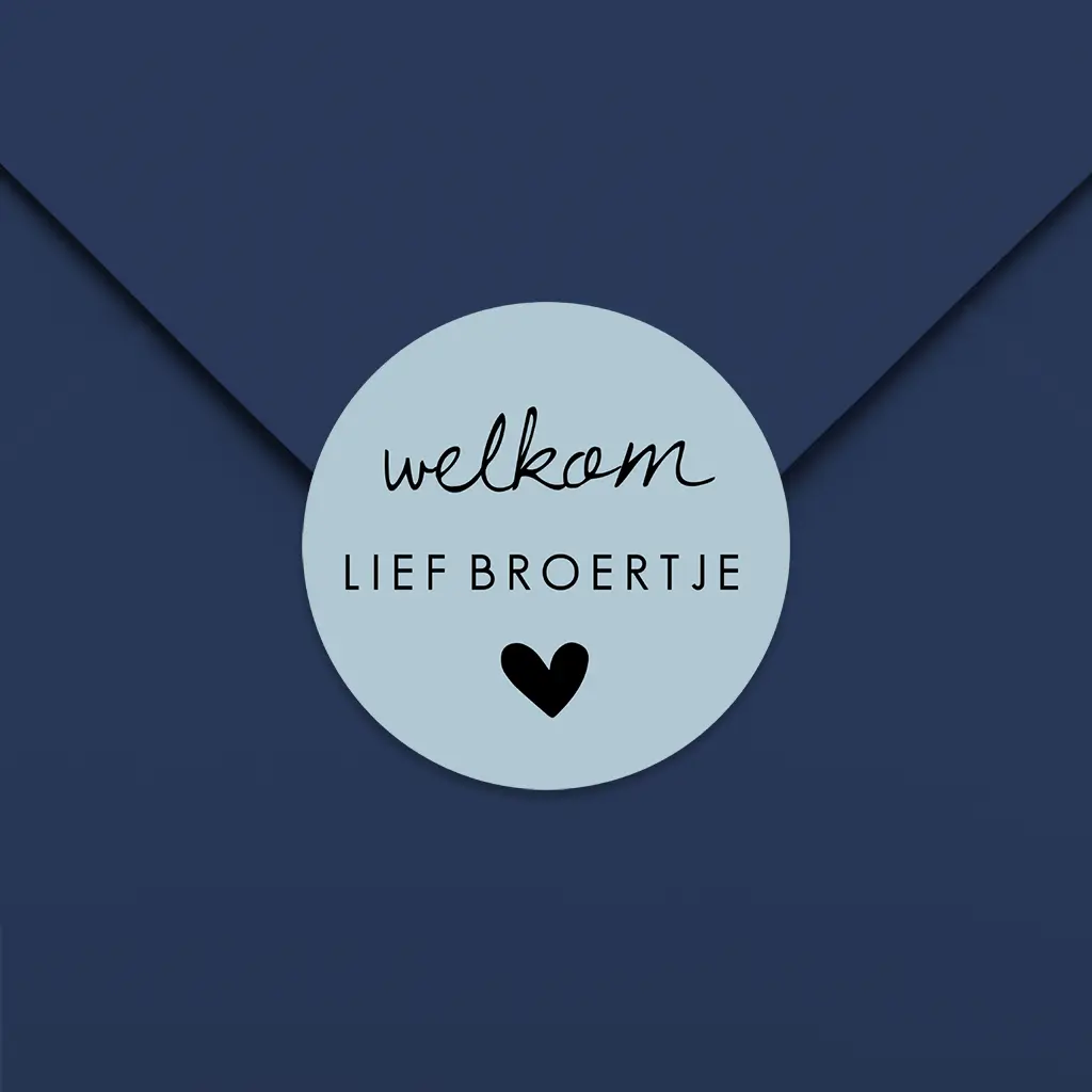Sluitsticker broertje met bewerkbare tekst op blauw - per 25 stuks