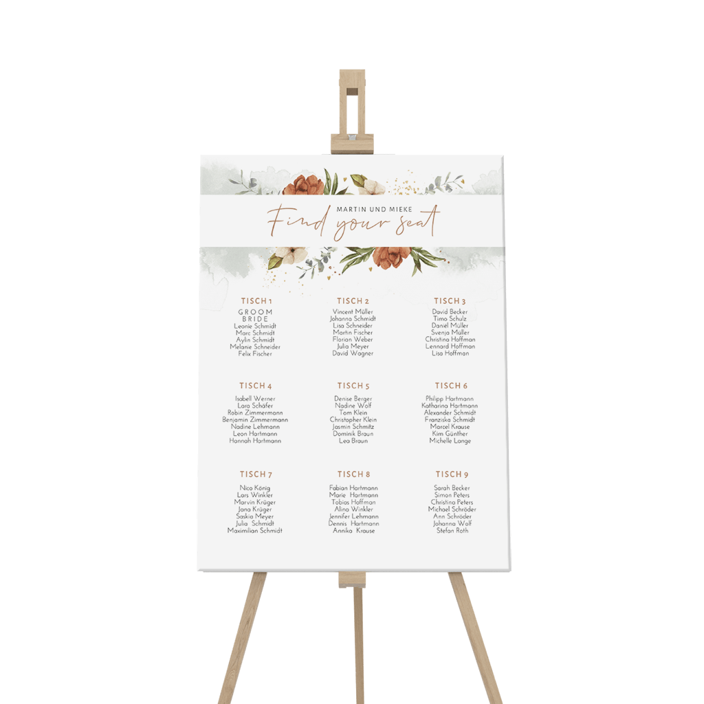 Sitzplan mit Rosen