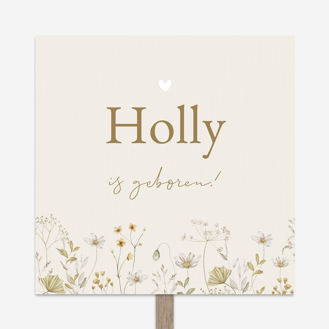 Tuinbord Meisje Veldbloemen Aquarel Naturel