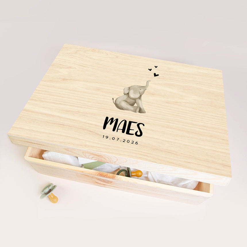 Memorybox met olifantje en hartjes