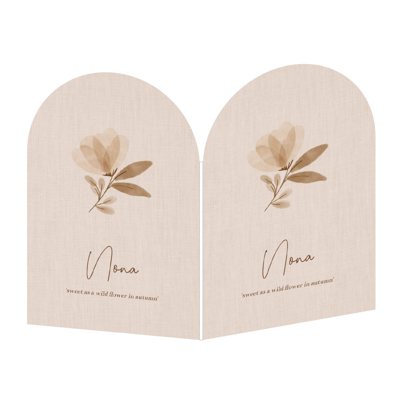 Geboortebord meisje linnenlook met bloem