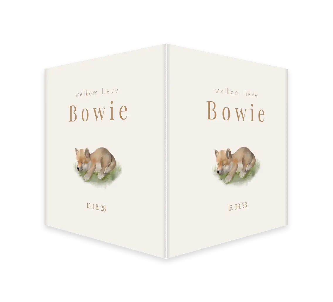 Geboortebord met watercolour wolf in het gras