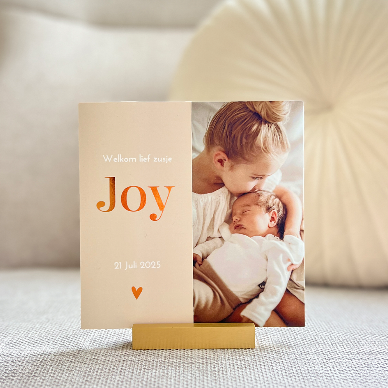 Geboortekaartje Meisje Hartje Luikkaartje Zusje Babyfoto