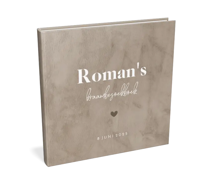 Strak kraambezoekboek in bruine velvet-look - met invulpagina's