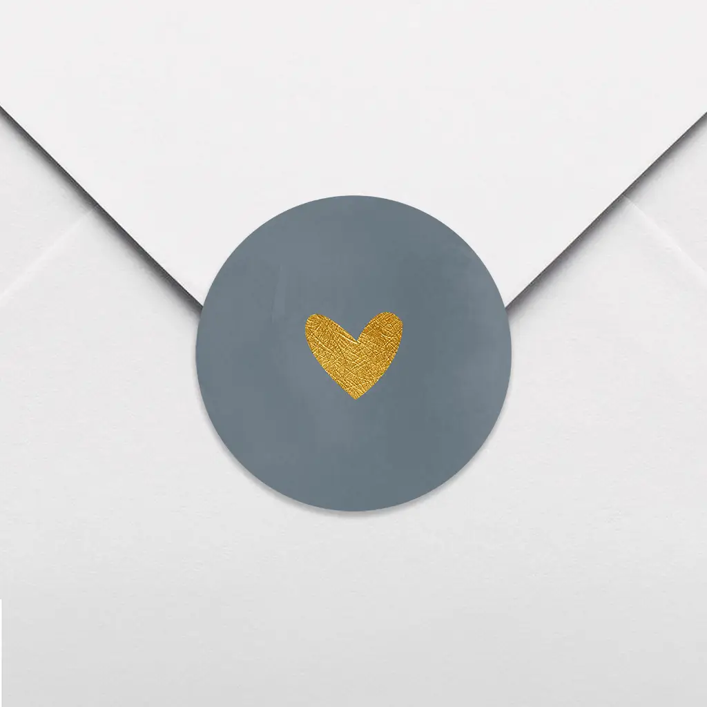 Sluitsticker blauw met goudlook hartje - per 25 stuks