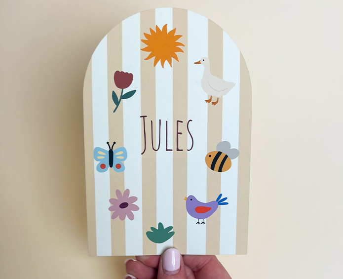 Geboortekaartje Lenteprint halve boog streepjes Jules