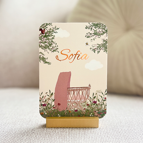 Geboortekaartje Lente Wiegje Waterverf