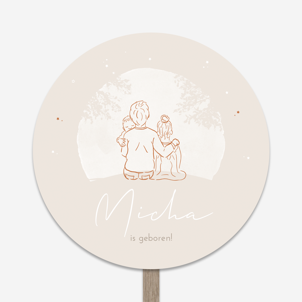 Tuinbord Lijntekening Kindjes Maantje