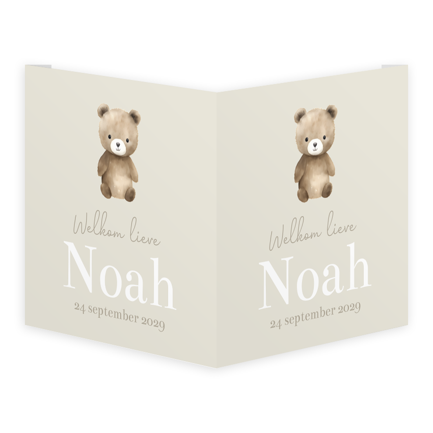 Raambord vierkant dubbel 50x50 cm | beige met beertje