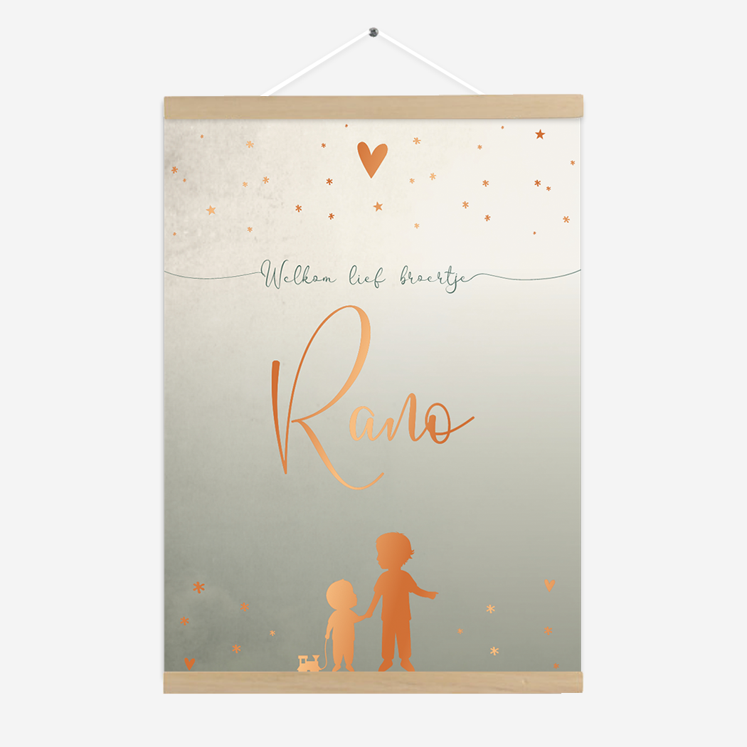 Poster Beige Groen Hartjes Broertjes